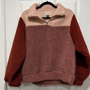 Universal Threads Color Block Sherpa Quarter Zip